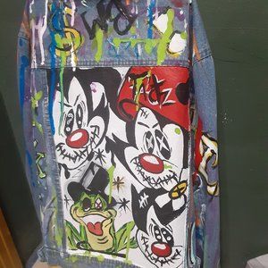 Hand painted women's jean jacket  XL